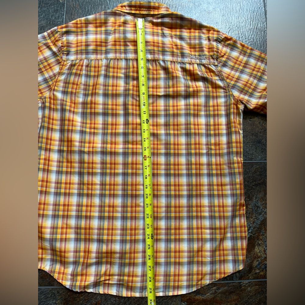 Men’s Marmot orange plaid shirt sleeve button down shirt. Size medium - Picture 14 of 14